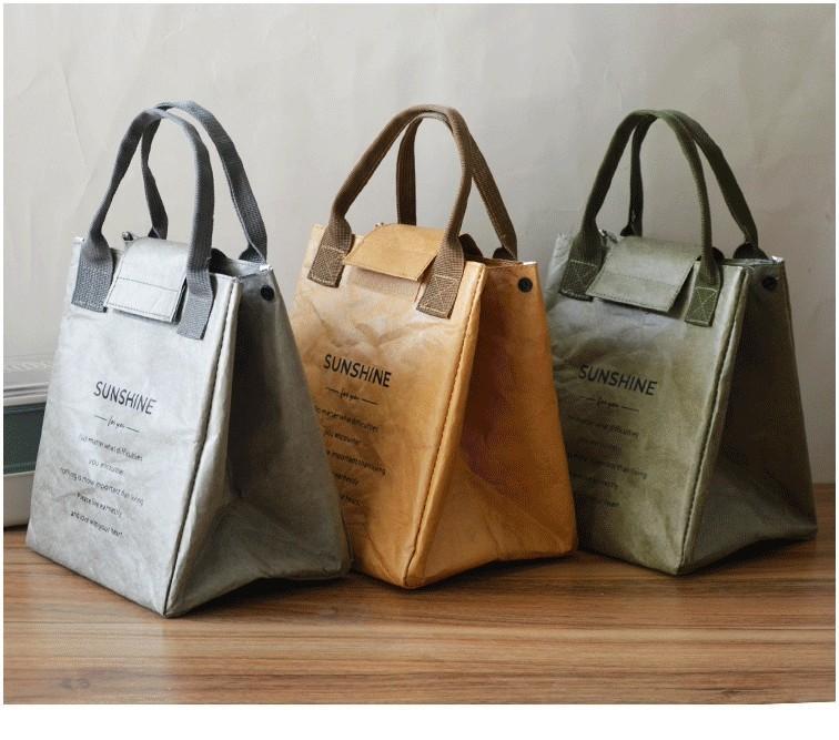 1pc Paper Bento Bag Waterproof And Oilproof Insulation Bag Lunch Box Bag Handbag Office Worker Lunch Box Bag
