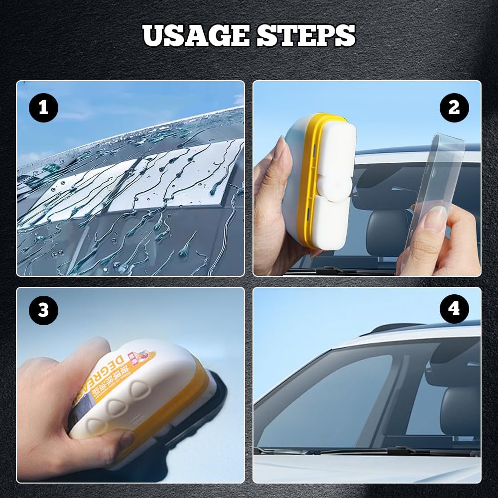 Oil Film Cleaning Brush for Car Windows,2025 Upgrade Reusable Automotive Oil Film Cleaning Brush,Mini Portable Car Window Oil Film Cleaner for