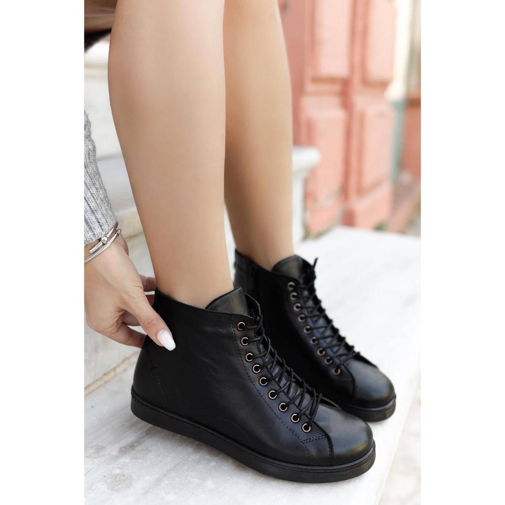 Bottes en cuir de vison véritable pour femmes, chaussures décontractées