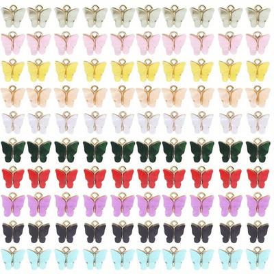 10/20/30pcs 10 Color Butterfly Jewelry, Alloy Butterfly Pendant Necklace Bracelet Earring Making Accessories DIY Jewelry Making