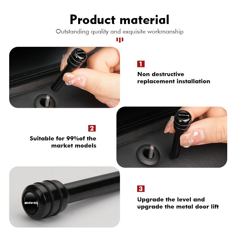 Universal Car Door Lock Knob Pull Pins Aluminum Alloy Security For Mercedes Benz AMG A B C E S G Class W201 W210 W108 W205 W203