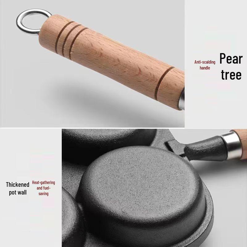 Cast Iron Multi-Hole Breakfast Pan for Eggs, Burgers, and Dumplings