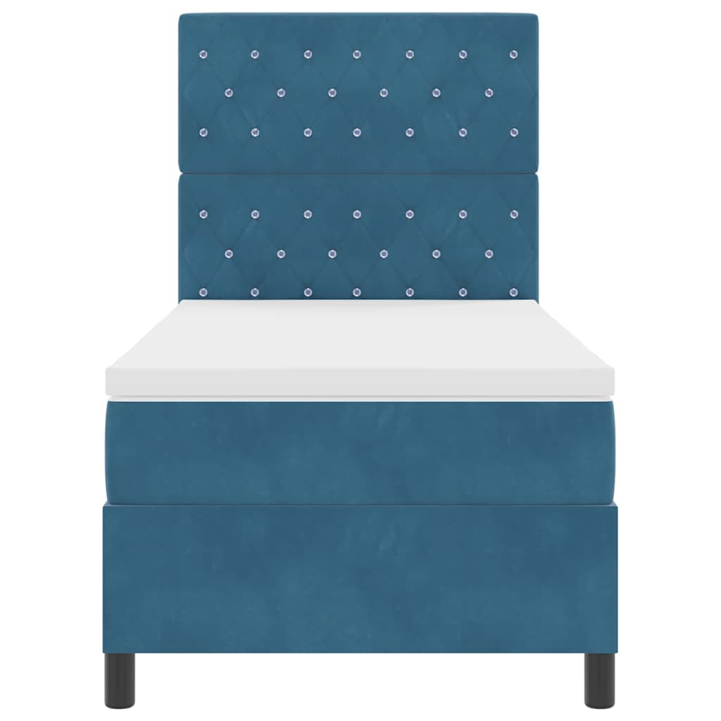 Boxspring Bed with Mattress Dark Blue 100 X 200 Cm Velvet