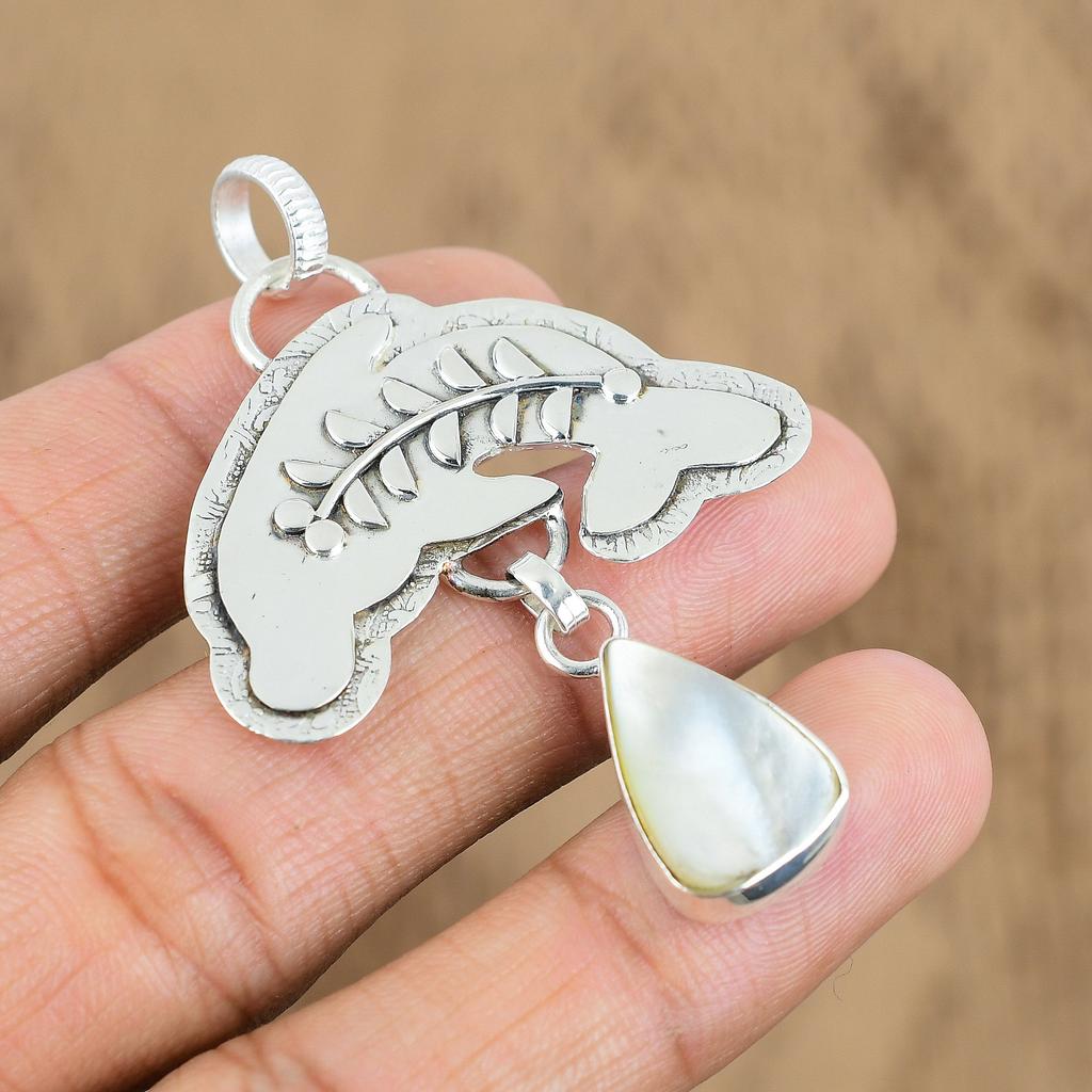 Easter Sale Natural Mother Of Pearl 925 Sterling Silver Fish Trendy New Pendant