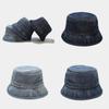 Vintage Denim Bucket Hat Women Sun Protection Foldable Sun Hat For Summer Beach