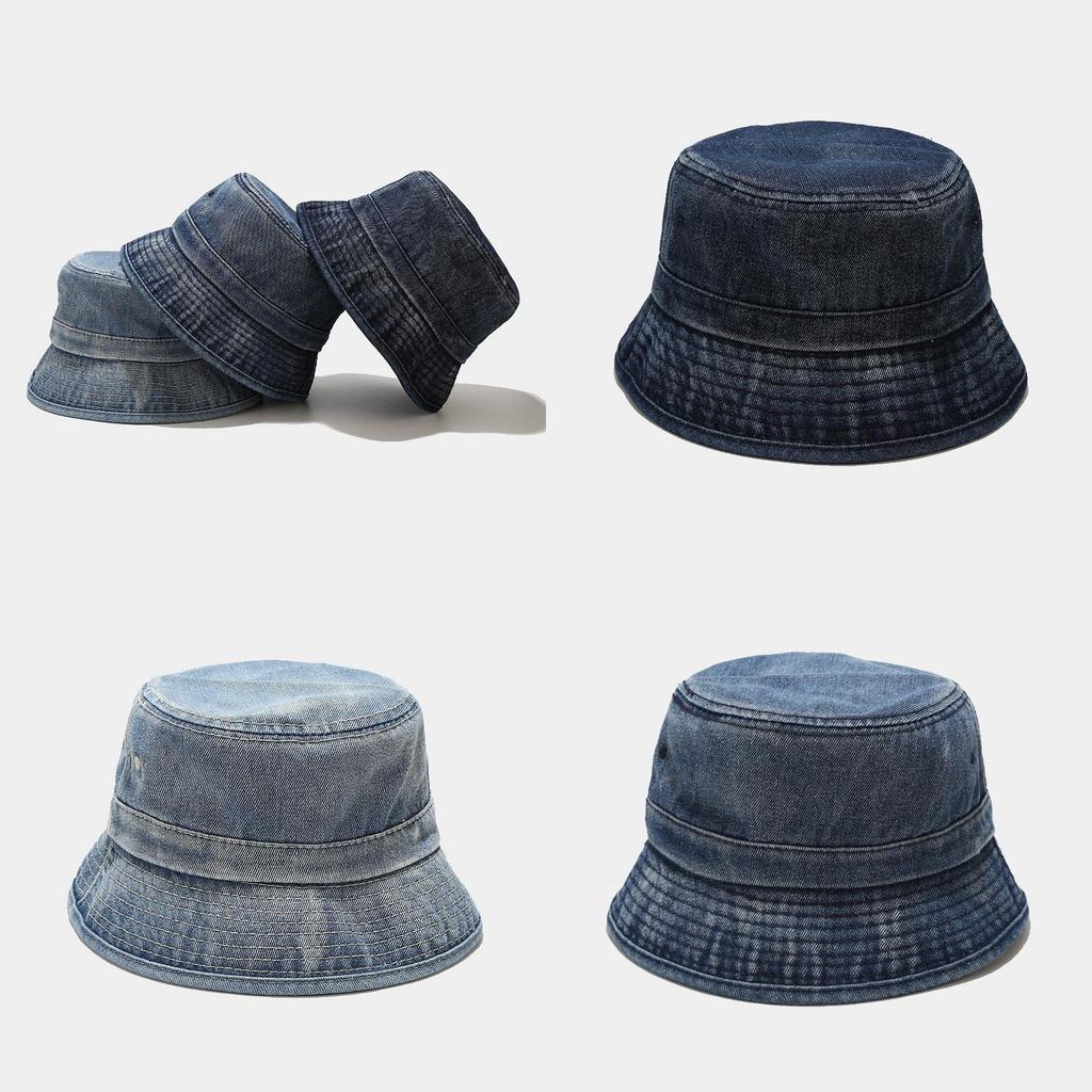 Vintage Denim Bucket Hat Women Sun Protection Foldable Sun Hat For Summer Beach