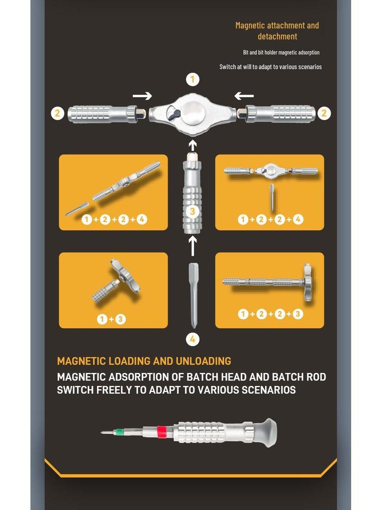 Cross-Border High-Quality 55-in-1 T-Handle Ratchet Screwdriver Set: Multi-Purpose Household Repair Tool
