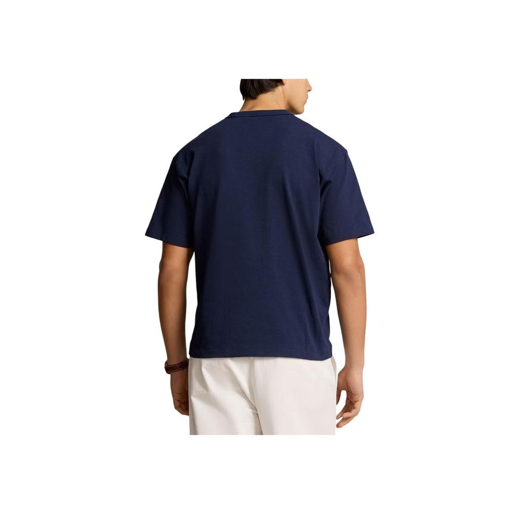 Polo Ralph Lauren Letter Print Straight Cut Crew Neck Short Sleeve T-Shirt Men Tops Navy-Blue 710939583-001