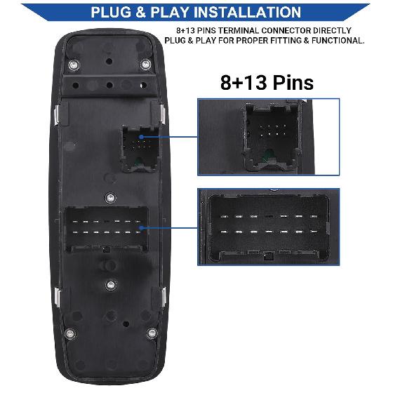 Obaee Power Window Switch Master Control Button Left Driver Side Compatible With 2011-2016 Dodge Journey 2.4L 3.6L, Replacement OEM 68084001AB