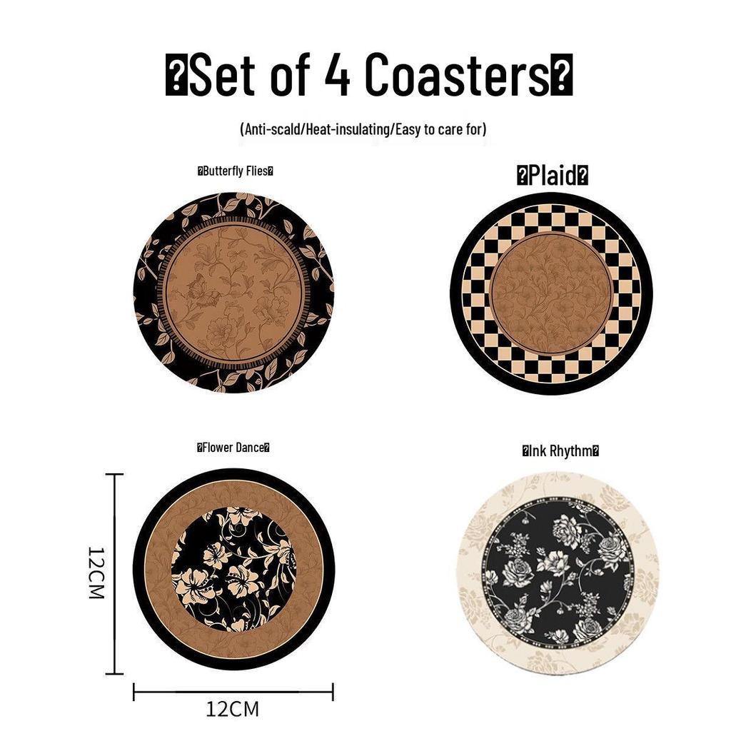 Vintage-Style Family Dining Table Insulation Pad - Round, Absorbent, Non-Slip, Anti-Scald Coaster & Mat