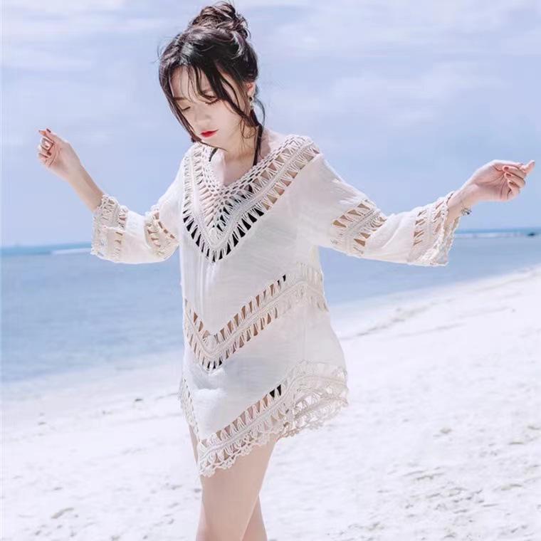 Crochet Patchwork Beach Cover-Up Hollow Out Bikini Swimsuit Cover-Up