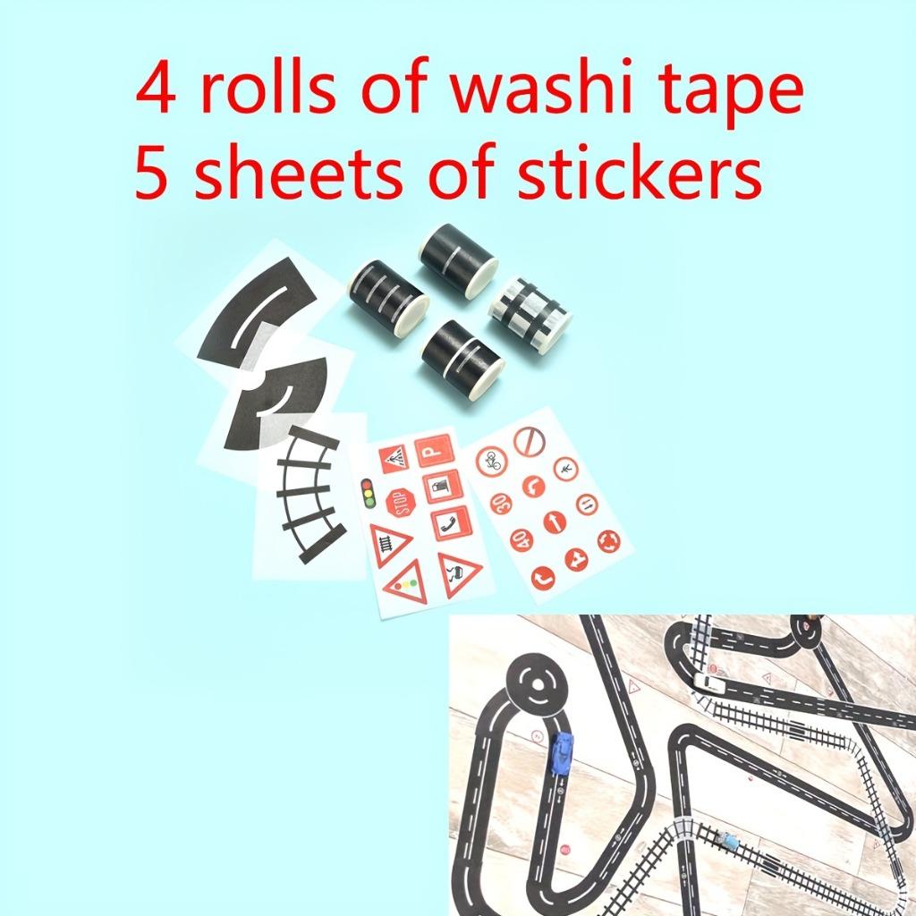 9 Stück DIY Straßenverkehr Klebeband Abziehbares Etikettenband - Perfekt für Eisenbahn Zug Kurve und Papierband