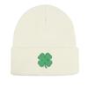 Green Four Leaf Shamrock Warm Knit Cap Beanie, St. Patrick's Day Man Cap Autumn Winter Casual Pompom Beanies Knitted Hat Beanie
