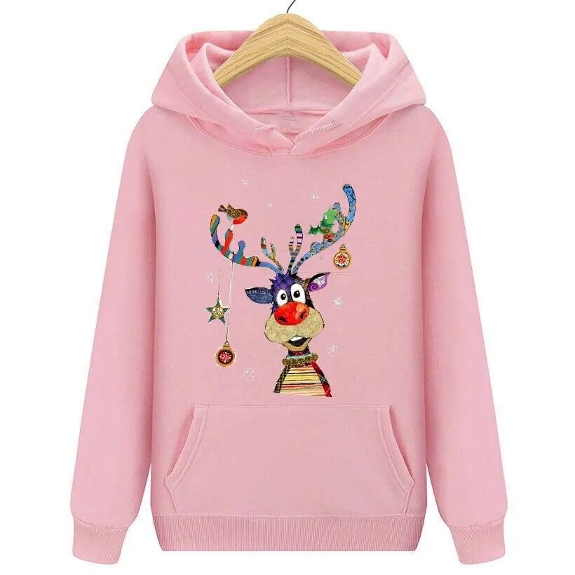 Kawaii Weihnachts Hirsch Kitz Print Hoodies Unisex Mode Marke Trainingsanzug Anime Damen Sweatshirt Hoodie Kinder Hip Hop Kleidung Sudadera Unisex