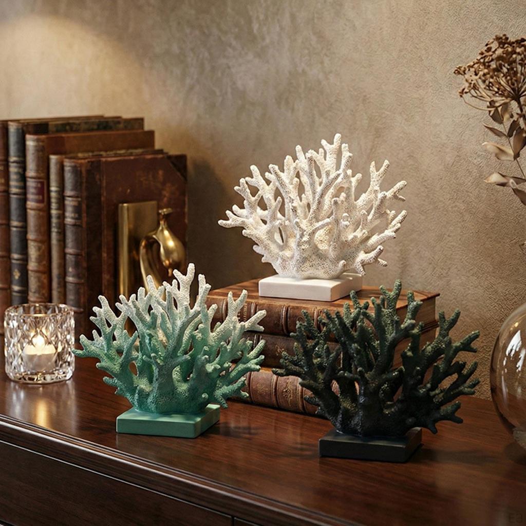 Artificial Coral Statue Resin Bookcase Ornament Craft Tabletop Handmade Sculpture Piece