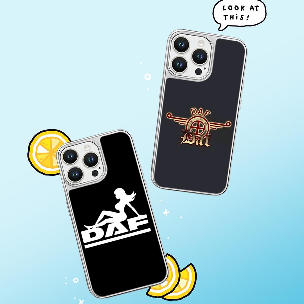 Daf logo cool car fashion design Phone Case for iPhone 16 15 14 13 12 11 Pro Max Sheepskin Silver-edged protective case
