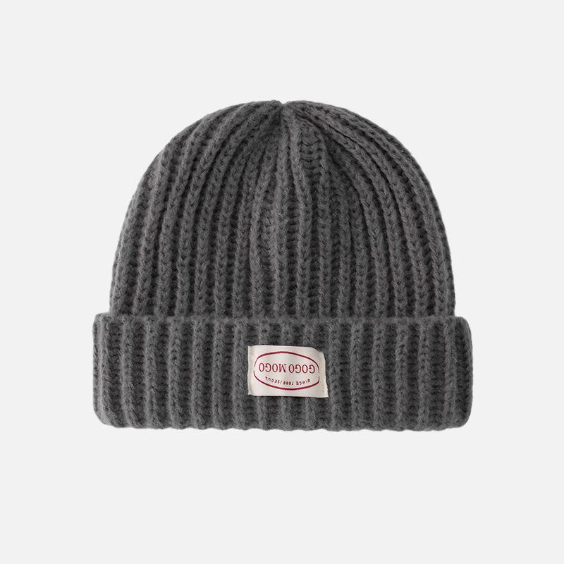 Letter Patch Woolen Hat for Women In Autumn and Winter, Face-showing Small Windproof Ear Protection Cold Hat, Fashionable and Versatile Warm Knitted