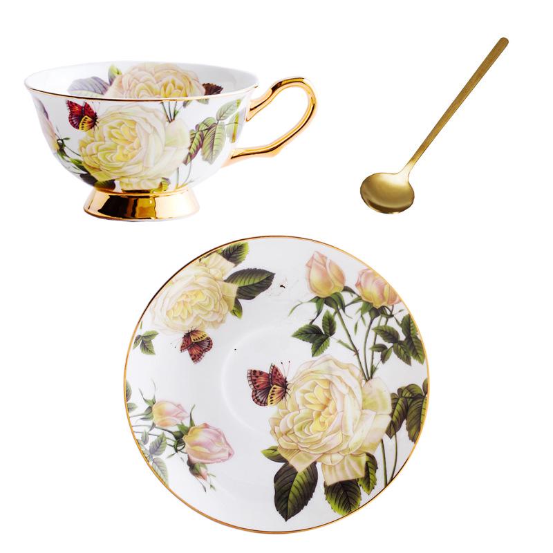 Rose Series European Bone China Coffee and Tea Cup Set