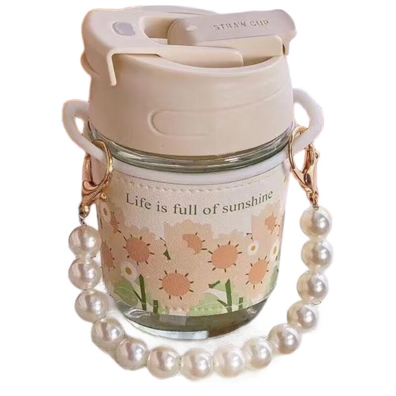 Small Fragrance Style Glass Straw Cup