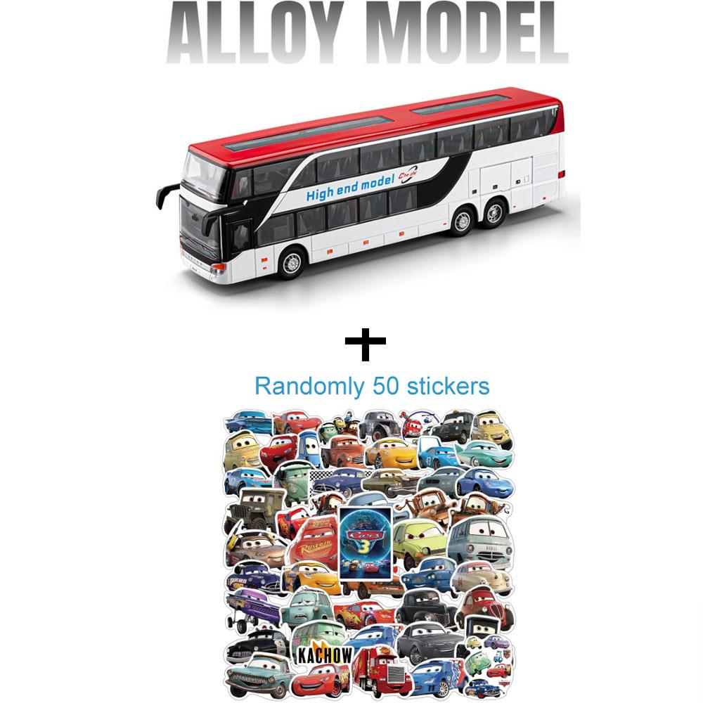 1:30 Business Double Decker Alloy Bus Models Toys Diecast Cars Doors Opened Sound Light Pull Back Miniature Car Christmas Gifts