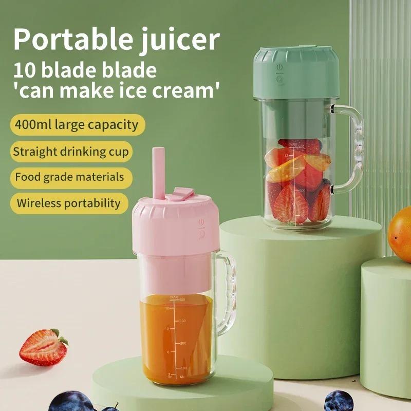 10 Blades Portable Blender Bottle Electric Multifunction Juice Blender Fresh Juice Smoothie Blender Ice CrushCup Food Processor