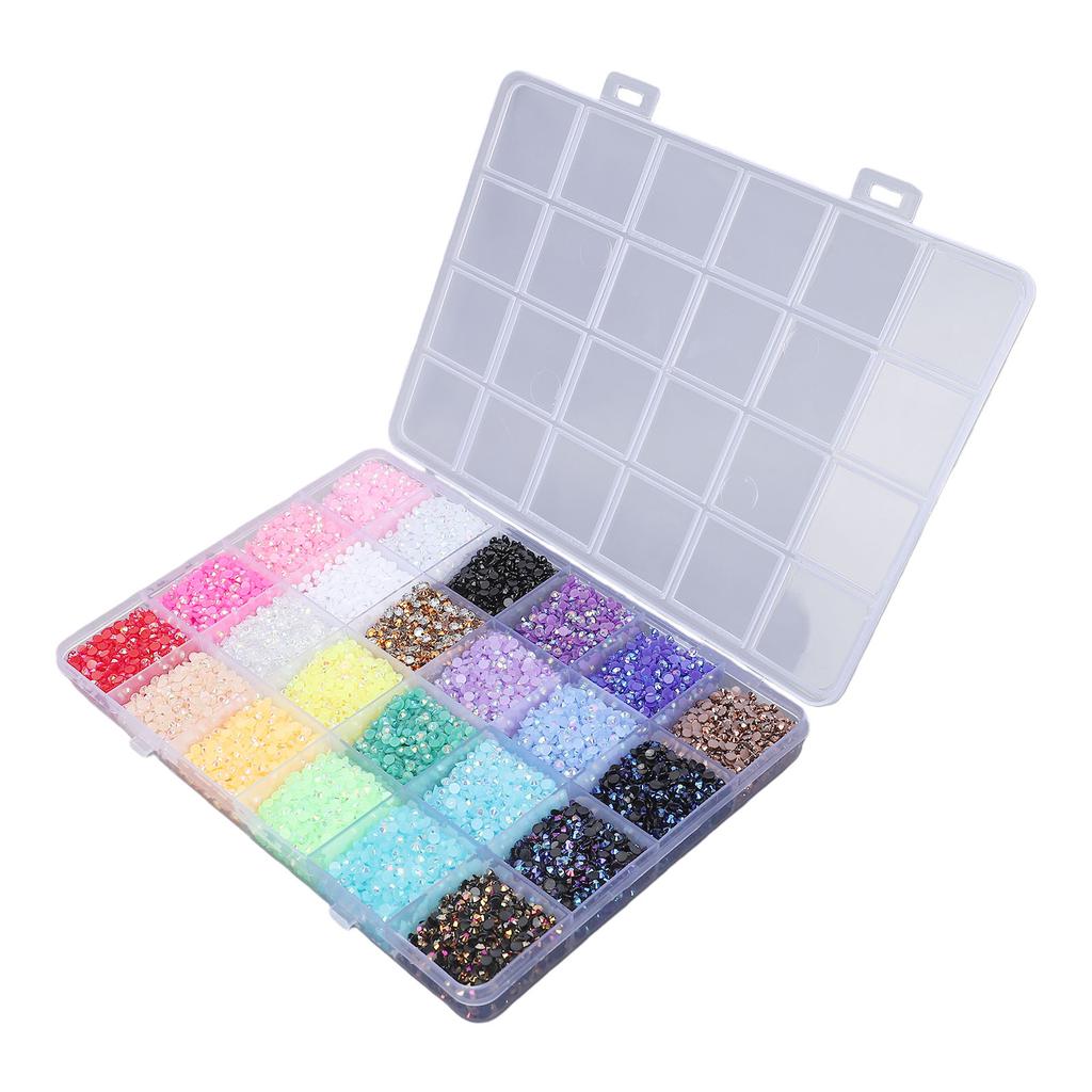 24 Roosters Schitterende Kit 3mm Meerkleurige Hars Platte Back Strass Steentjes met 3 Stuks Lijm voor Doe-het-zelf Knutselen Kleding Schoenen