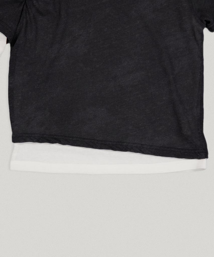 DOUBLE SEEN Layered Crop Short Sleeve Tee_ Charcoal