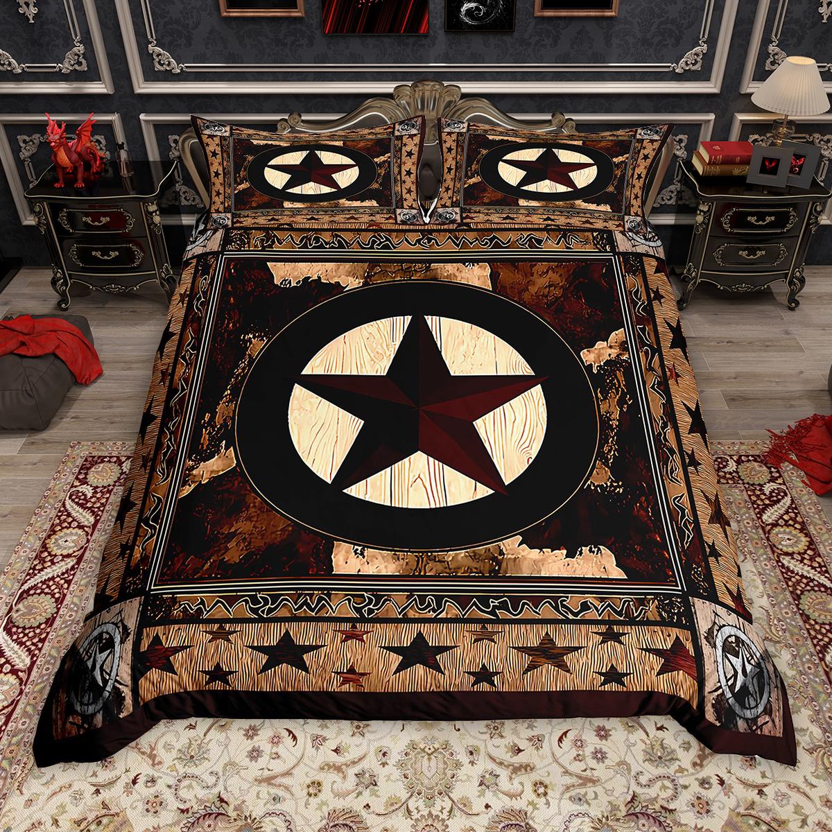 

Homewish Rustic Pike Fish Duvet Cover Set 2Pcs/3Pcs Texas Star Fishing Hooks Bedding Set Retro Lake House Quilt Cover Set EU Single(135*200cm)3pcs
