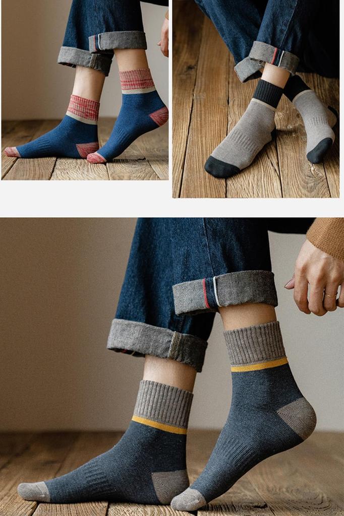 Xiyaoer Premium Cotton Set of Athletic Casual and Business Crew Sizes Free Men's 7-Pair Socks, Socks, 24-28cm (JP, Alphabet, Size, 7-Pair Set)