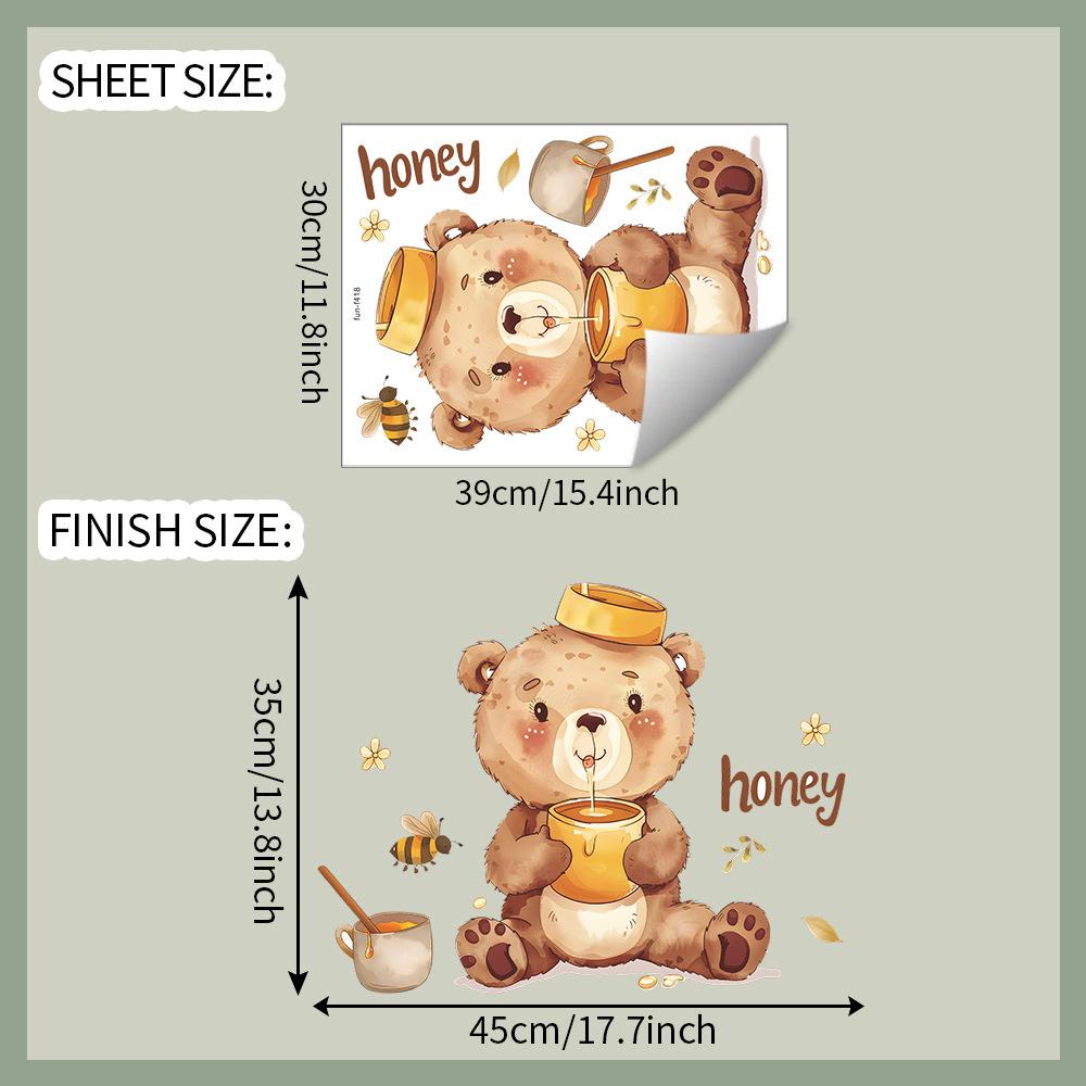 

Милый Маленький Медвежонок Английская Пчела Кухня Столовая Дом Украшение Фона Наклейки на Стену