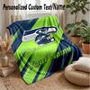 Seattle Seahawks Custom Flannel Throw Blanket Print Your Name Text Soft Warm Blanket Holiday Present
