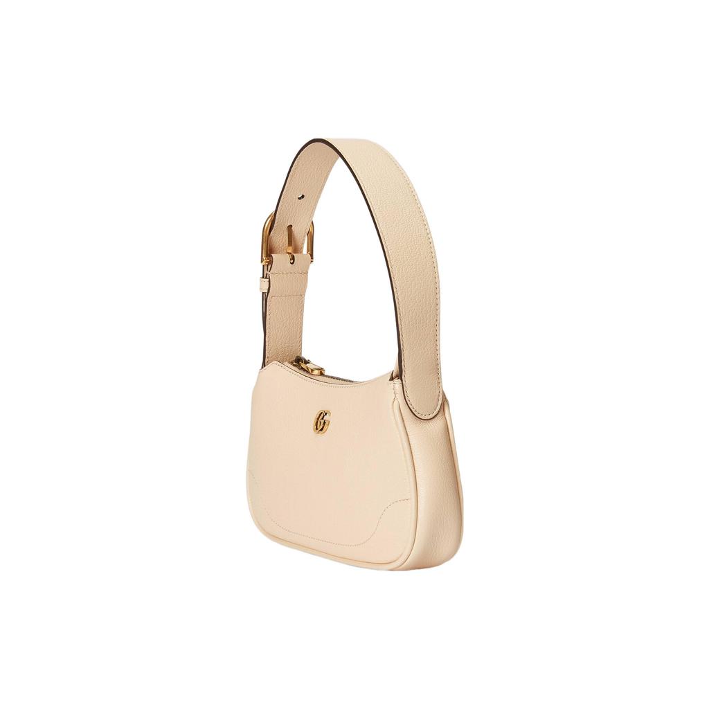 Gucci Aphrodite Gold Trim Double G Logo Zip Closure Leather Mini Handbag Women handbag Ivory 739076-AAA9F-9004