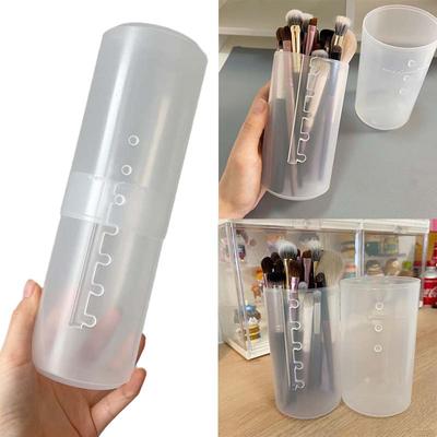 Make-up-Pinseletui, einziehbarer Make-up-Pinselhalter, Pinsel-Organizer, Kunststoff, durchsichtig, Reisepinselbehälter, Tasse, staubdichte Aufbewahrung