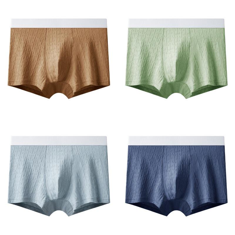 Men's 100% Cotton 3D Jacquard Boxer Briefs with Antibacterial Crotch in Large Size (2026 Model)