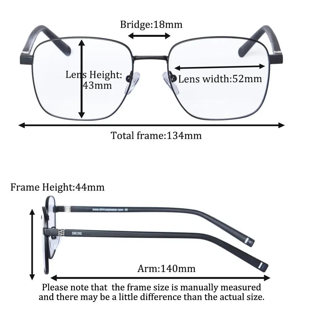 SHINU Blue Light Blocking Progressive Reading Glasses Men Multifocal Lens Small Size 134mm
