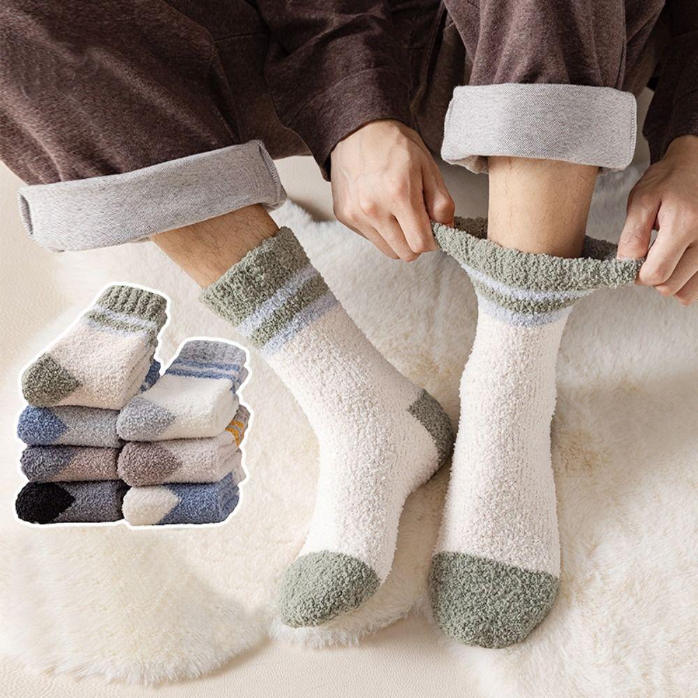 1Pair Winter Coral Velvet Socks Thickened Soft Multicolor Cotton Socking Fluffy Warm Floor Socks For Men Women