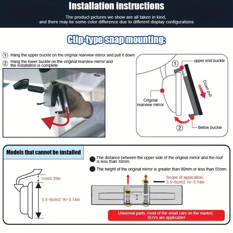Vidvinkel bakspeil - Tåkebestandig og blendfritt, Buet glass for sikt - Premium bilinteriørtilbehør