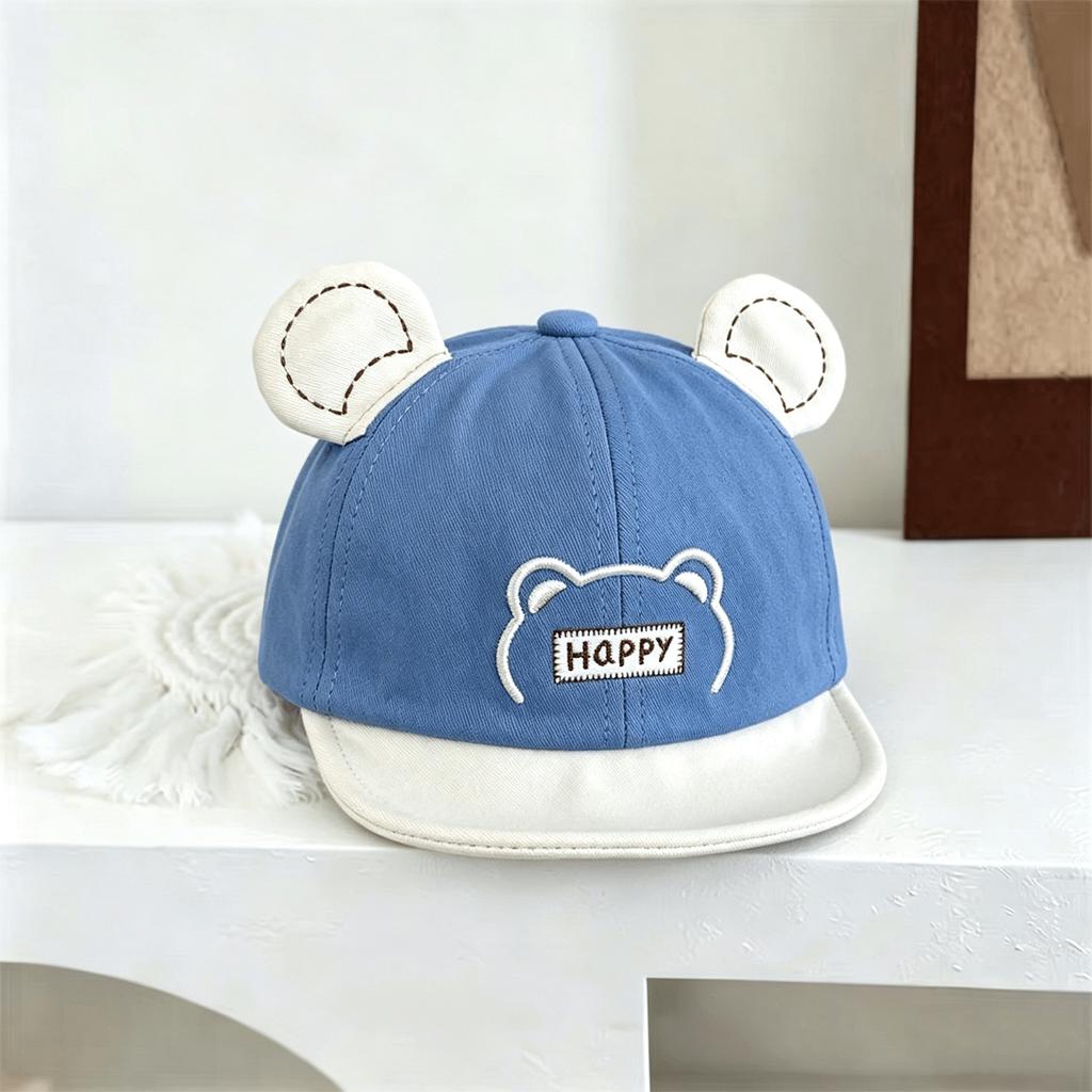 Children's Three-Dimensional Little Bear Ears, HAPPY -Matched Soft Brimmed Baseball Cap, Minimalist Design