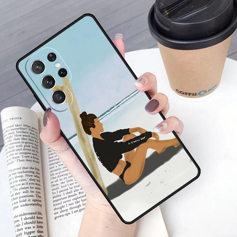 Surfing Art Surf Girl Phone Case Cover For Samsung Galaxy S24 S25 Ultra S21 S22 Ultra S10E Note 10 Plus Note 20 FE S23