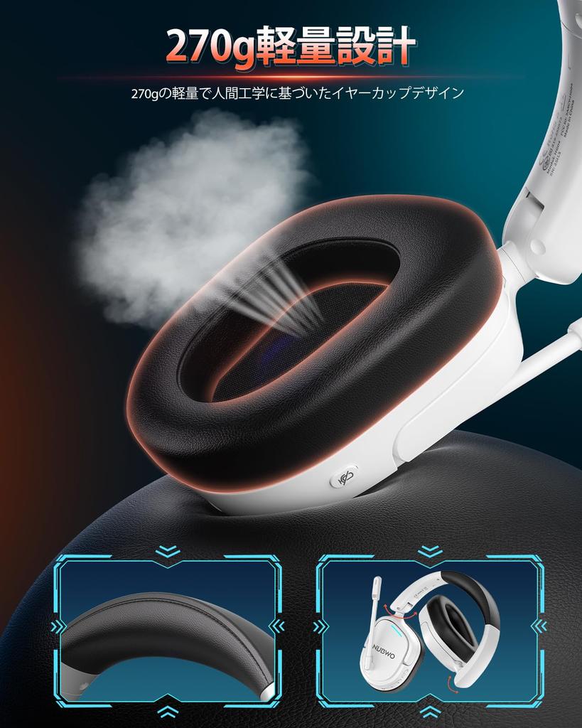 NUBWO HG04 Wireless Gaming Headset for PS5 Connection Wireless Headset with 20ms Surround Sound for FPS Compatible with and PS5 [2.4G