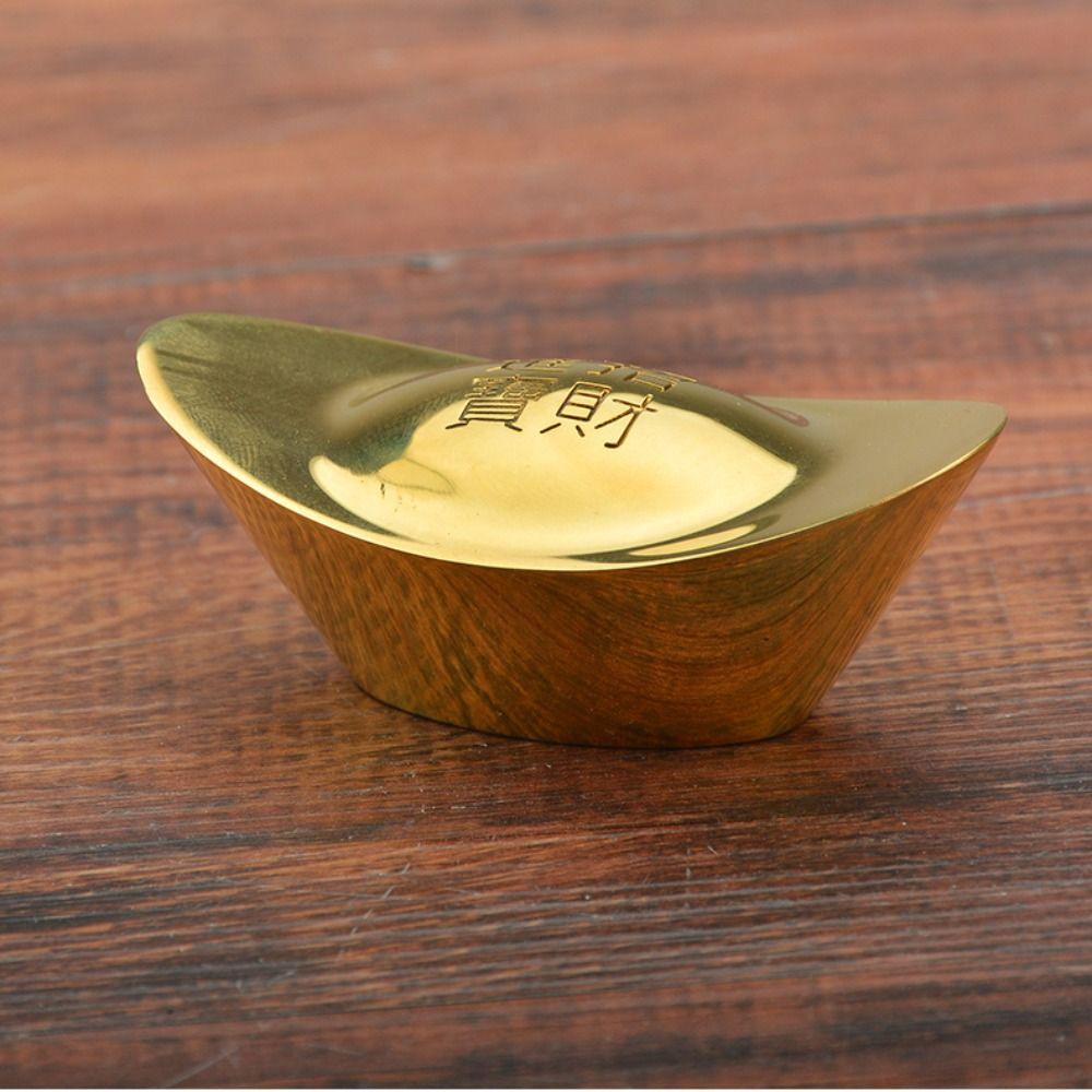 Pure Copper Treasure Bowl Ornament Solid Desktop Ornaments 5-size Gold Ingot  Living Room