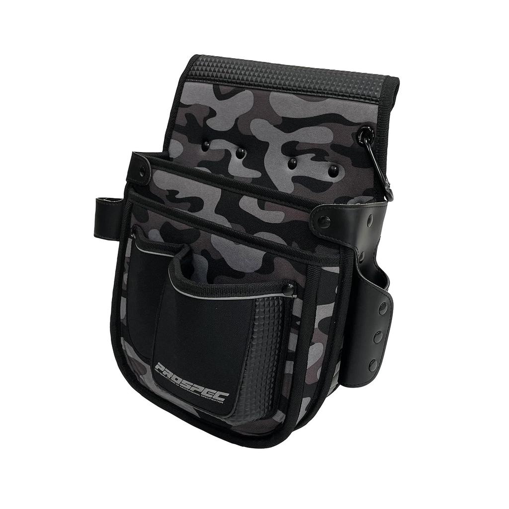 SK11 PRO-G15 Nail Bag with Holder, Reinforced Bottom, Gray Camouflage Fabric