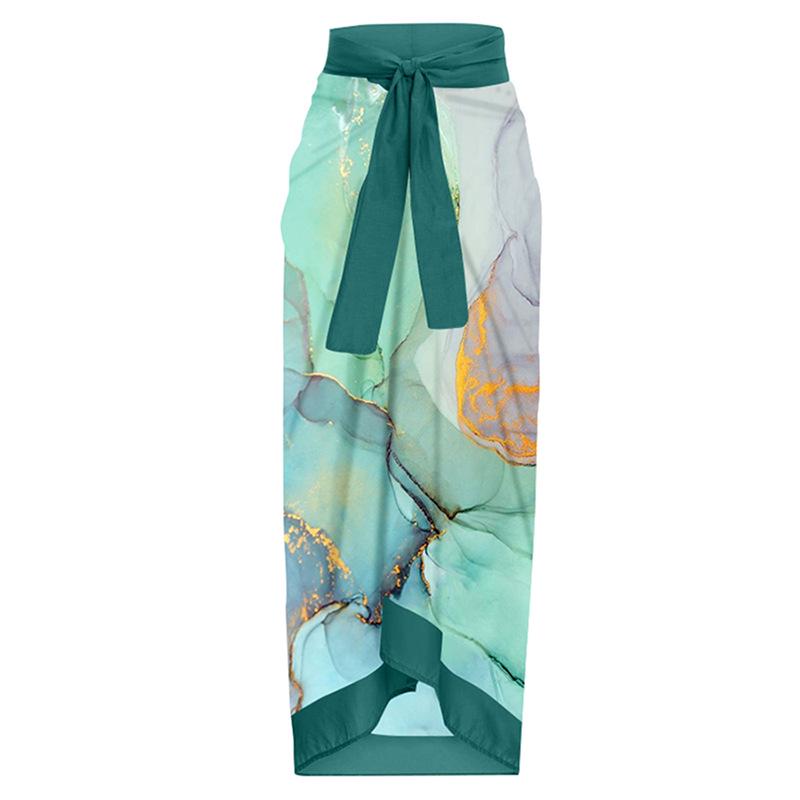 

Женская миди-юбка в праздничном стиле через границу, цельное пляжное платье с завязками One Size зелёный