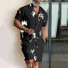Sommer Hawaiihemd und Shorts Set Strandkleidung Herren 2-teiliges Urlaubsoutfit Button-Up-Hemden Button-Up-T-Shirts