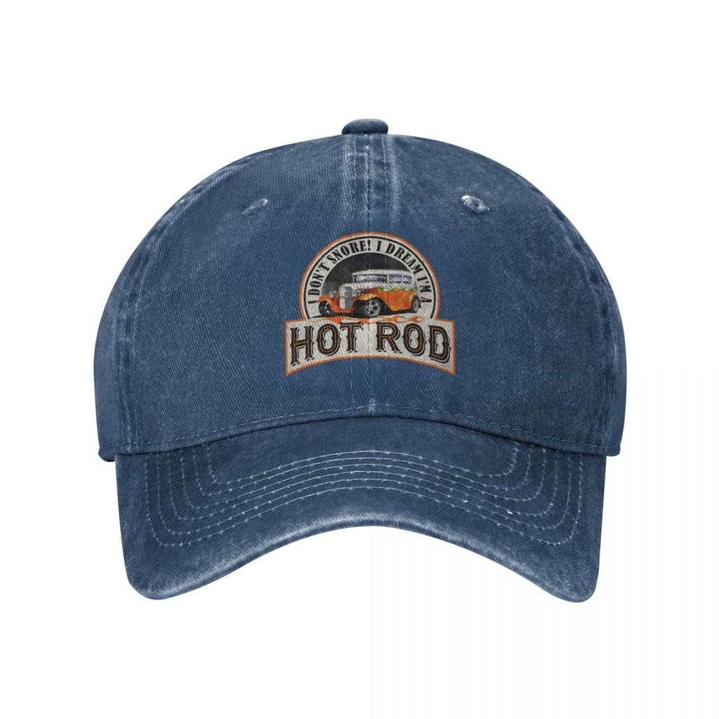 I Don't Snore I'M Dream I'M A Hot Rod Washed Denim Baseball Cap Trucker Hats Mode bequem