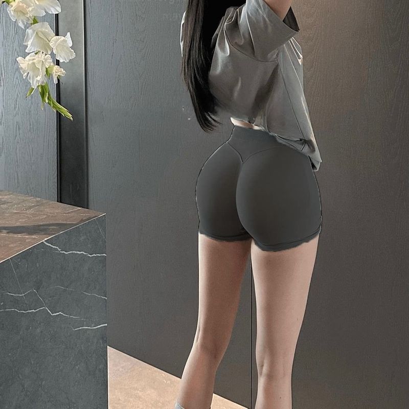 

Sexy Seamless Hip Fitness Shorts Fashion Exercise Shorts High Waist Belly Contracting Highly-Elastic plus Size Peach Hip Pants for Women Shark Gray L