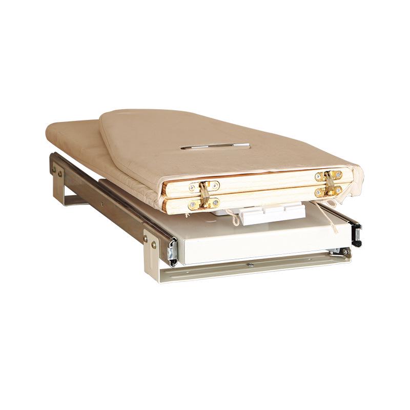 Sliding Folding Ironing Board with Telescopic Stand and Damping Mechanism for Cloakrooms