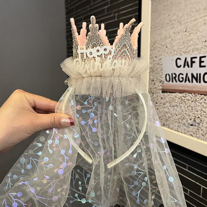 

Винтажная кружевная фата-бант, диадема со стразами, повязка на голову для девочек