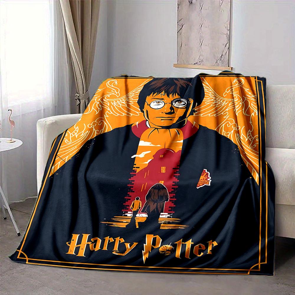 1pc Harry Potter Flannel Throw Blanket - HD Printed Lightweight Soft Warm All-Season Blanket for Sofa, Bed, Travel, Camping 098