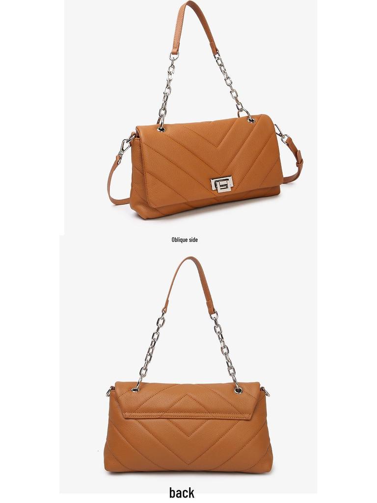 2026 Korean Coco Style Diamond Quilted Cowhide Shoulder & Crossbody Bag